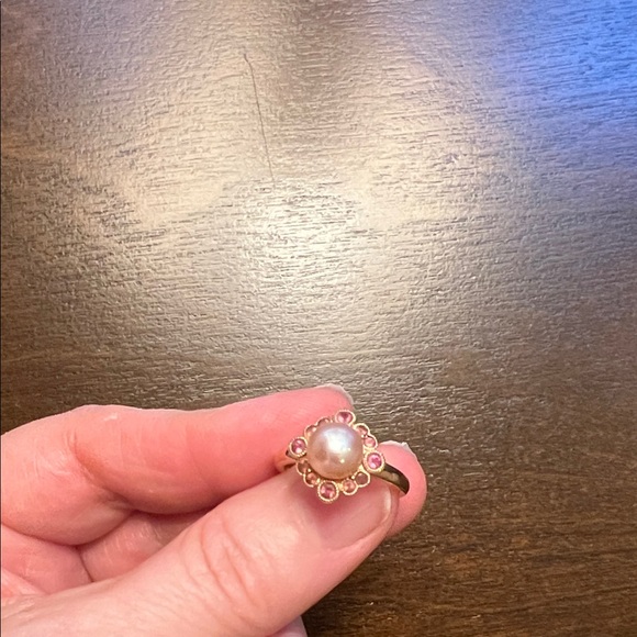 Vintage style rose gold and freshwater pearl ring, size 7 - Picture 2 of 5